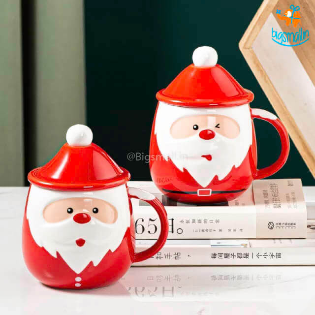 Santa Mug with Lid & Spoon (Assorted Design)