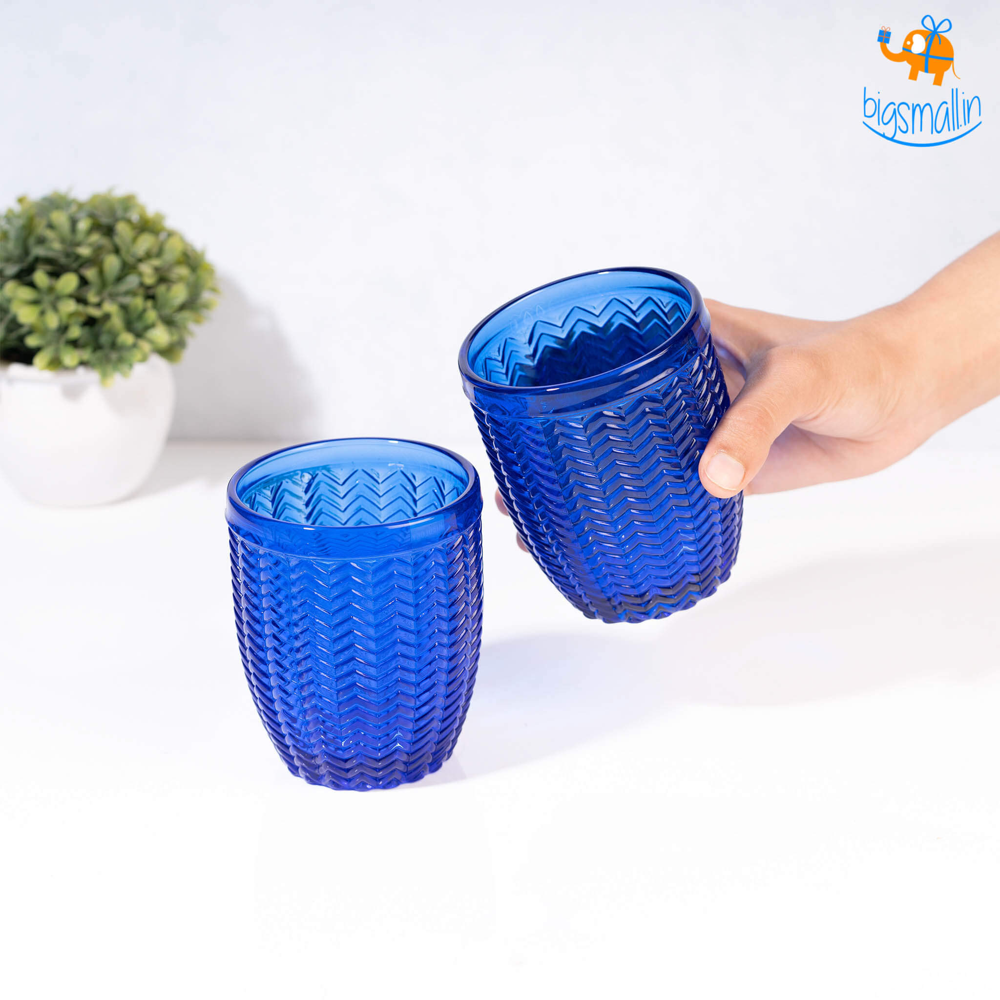 Azure Textured Glasses - Set of 6