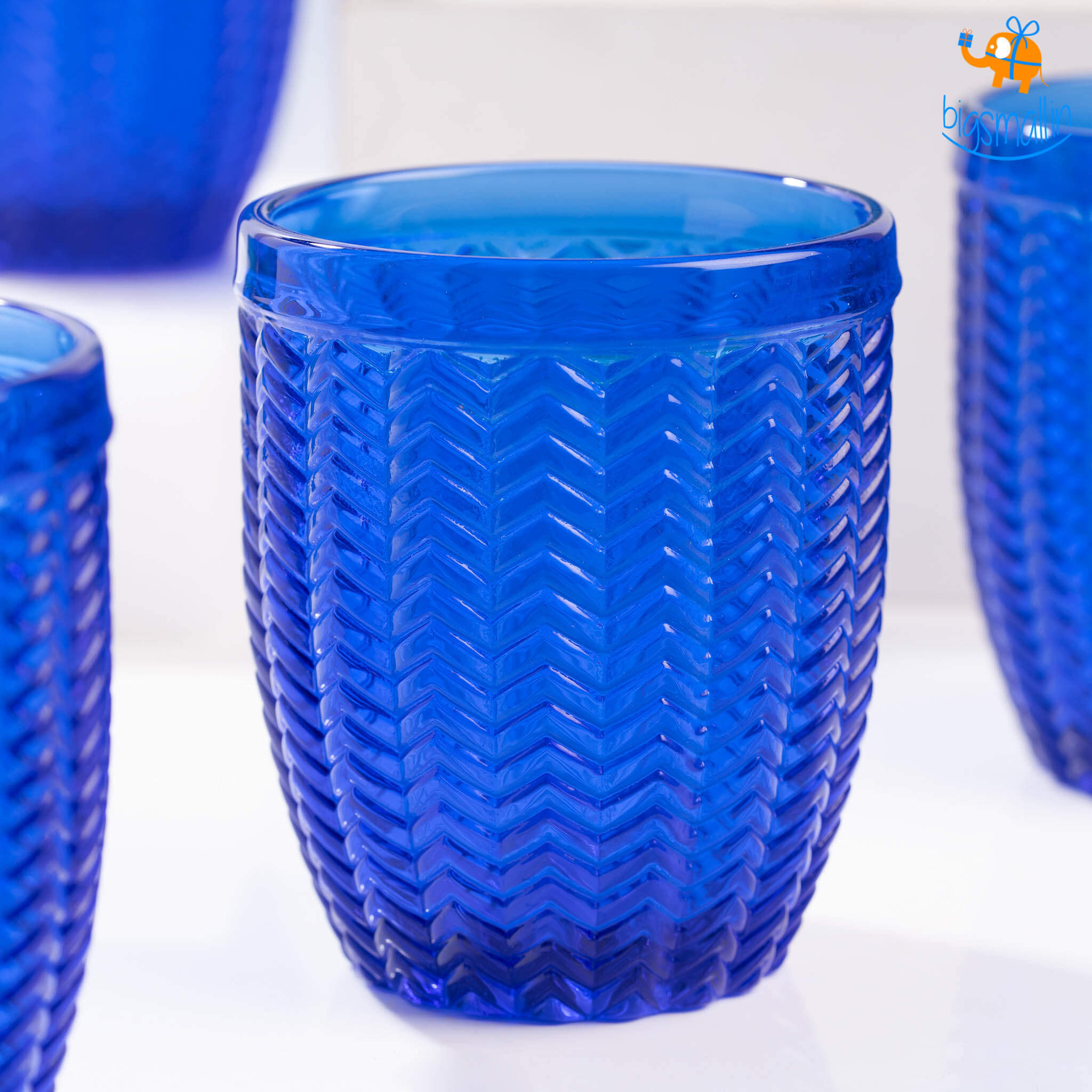Azure Textured Glasses - Set of 6