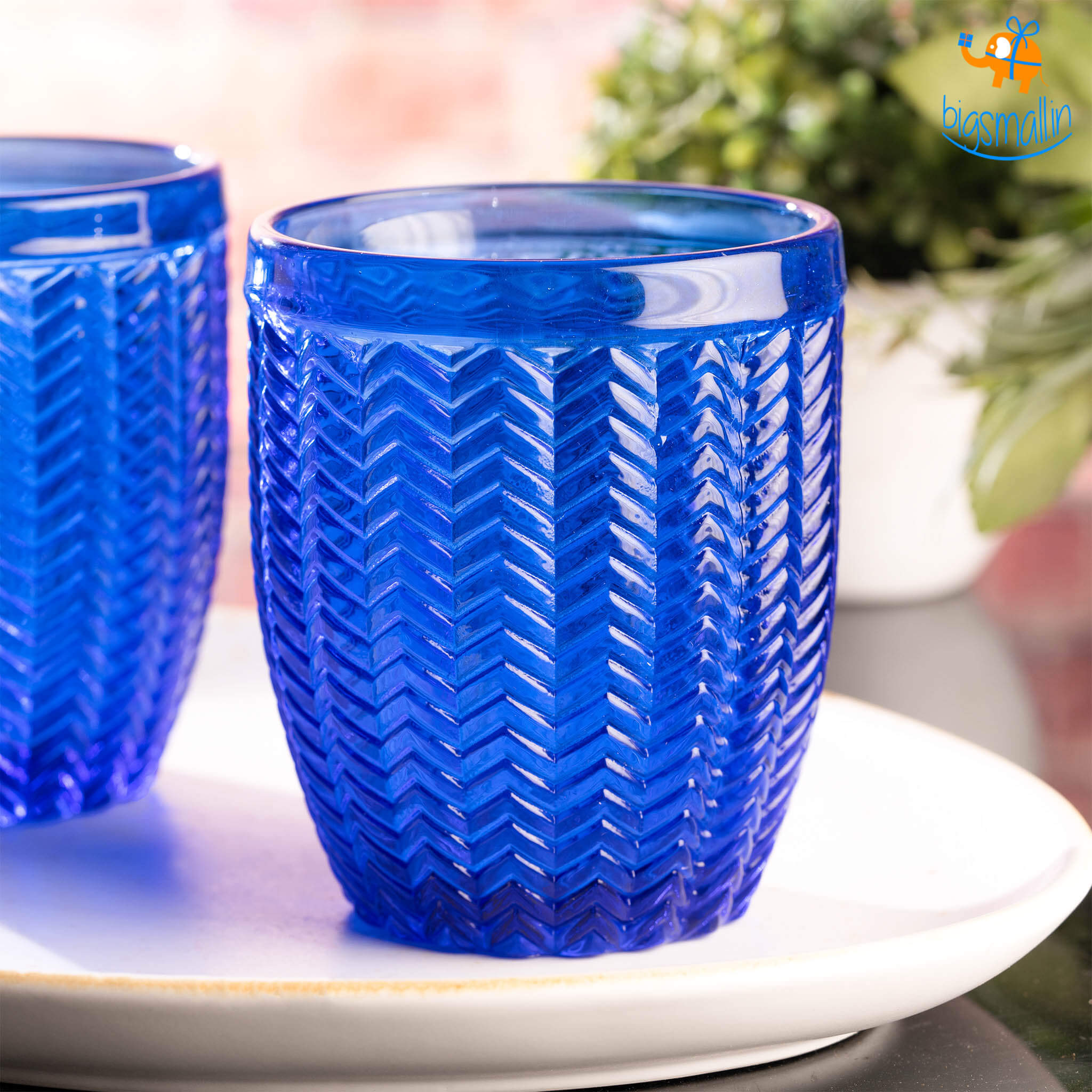 Azure Textured Glasses - Set of 6