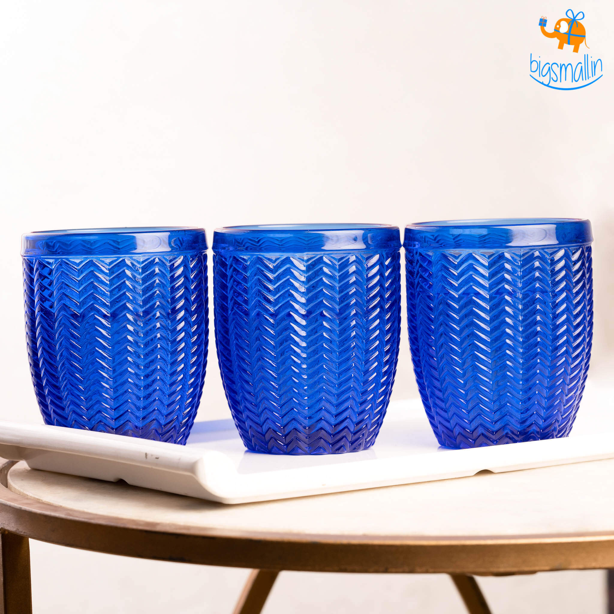 Azure Textured Glasses - Set of 6
