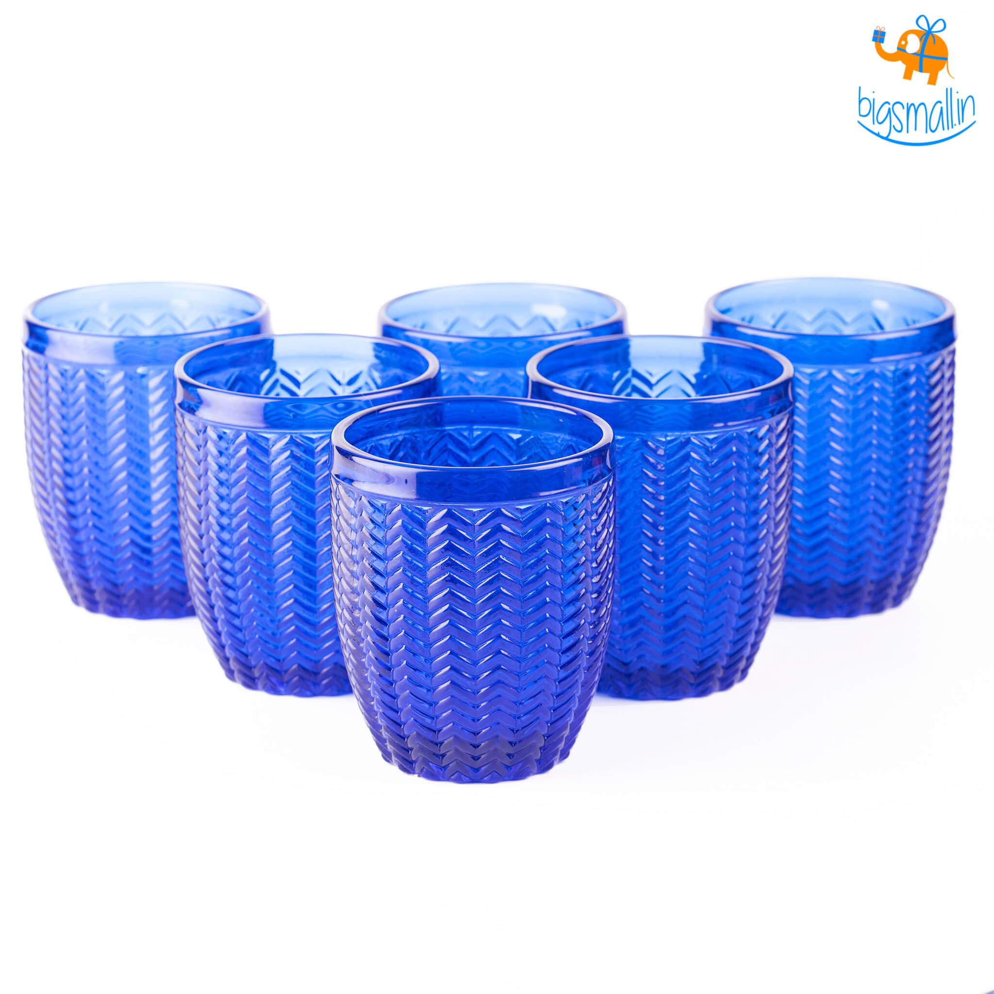 Azure Textured Glasses - Set of 6