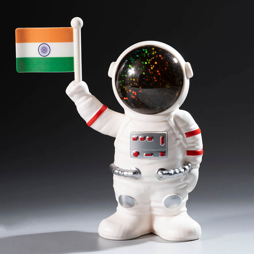 Solar Powered Astronaut Flag Figurine