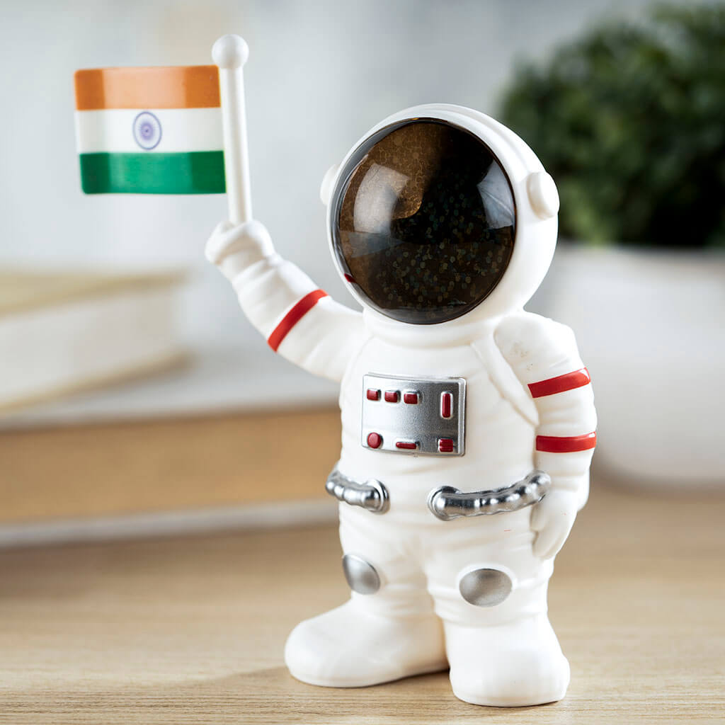 Solar Powered Astronaut Flag Figurine
