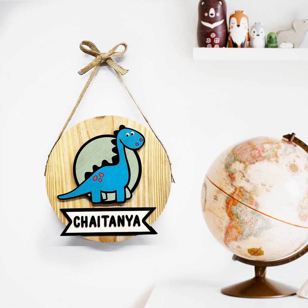 Personalized Wooden Dino Wall Lamp