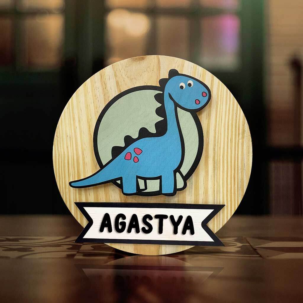 Personalized Wooden Dino Wall Lamp