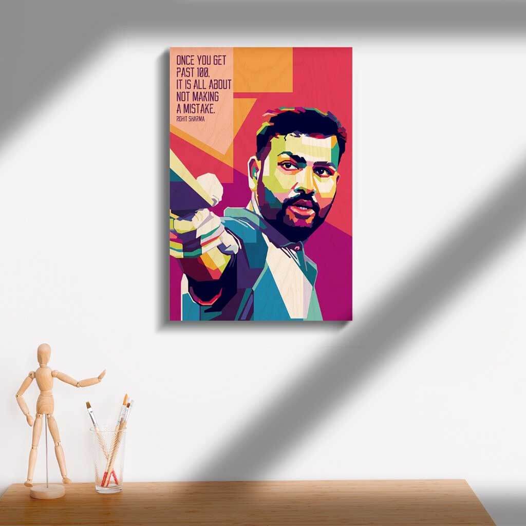 Rohit Sharma Printed Wooden Frame