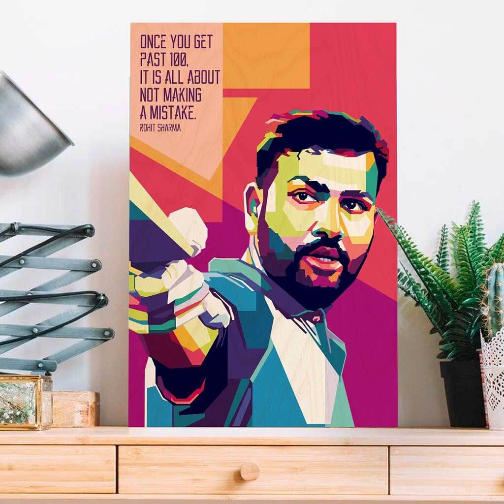 Rohit Sharma Printed Wooden Frame