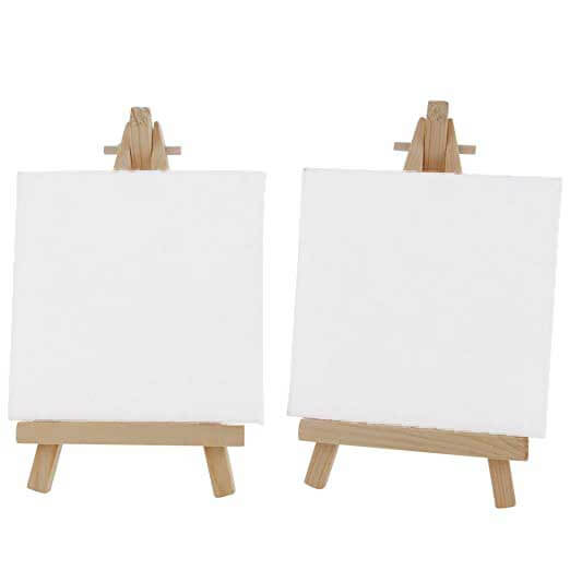 Mini Canvas With Wooden Easel