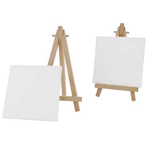 Mini Canvas With Wooden Easel