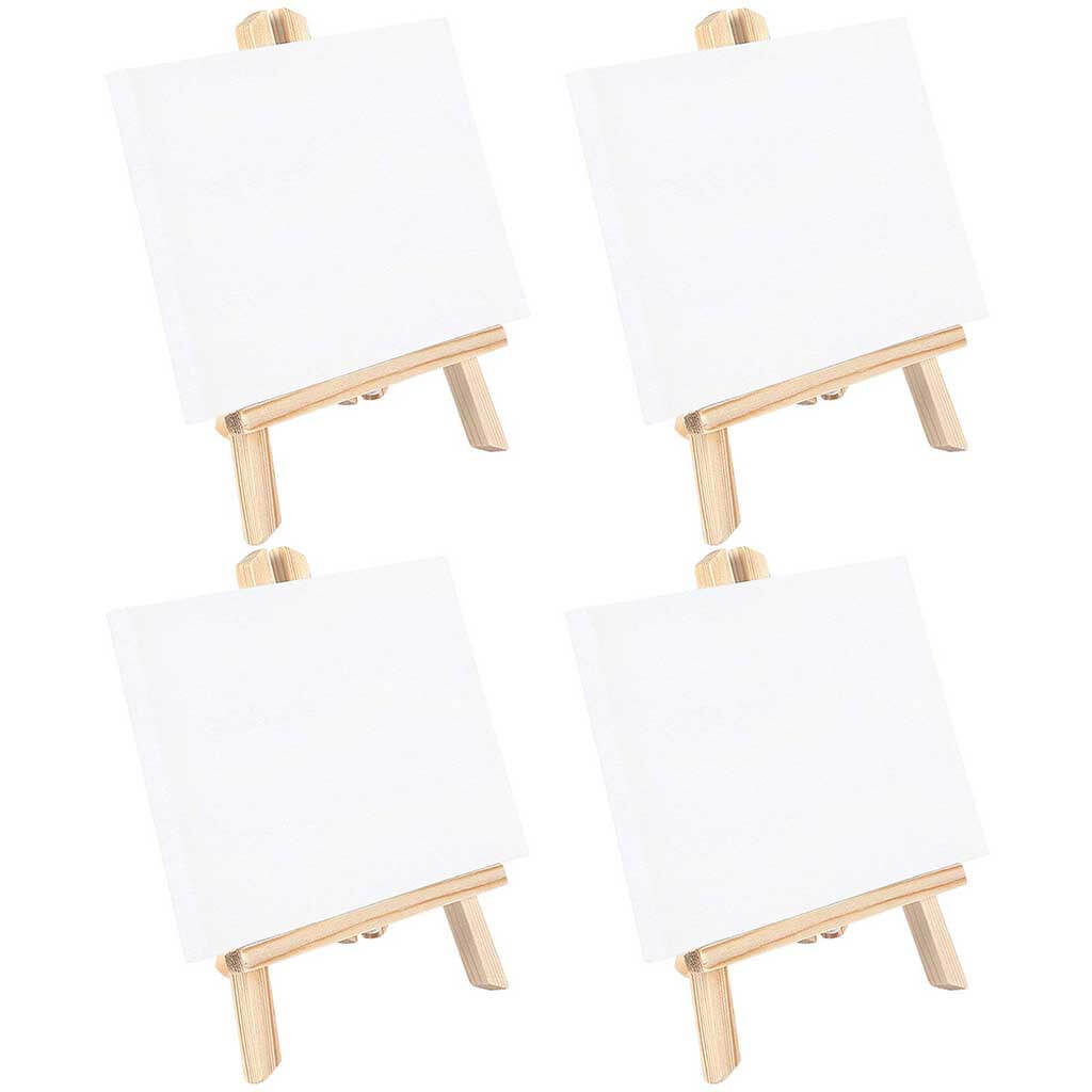 Mini Canvas With Wooden Easel