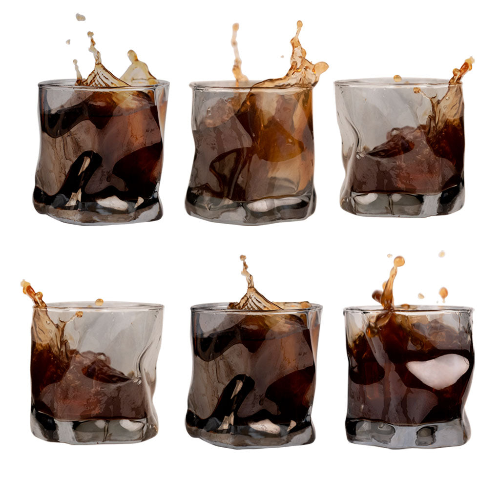 Black Twisted Fold Whiskey Glass - Set of 6