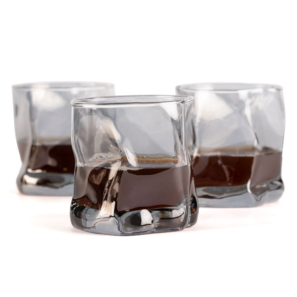 Black Twisted Fold Whiskey Glass - Set of 6