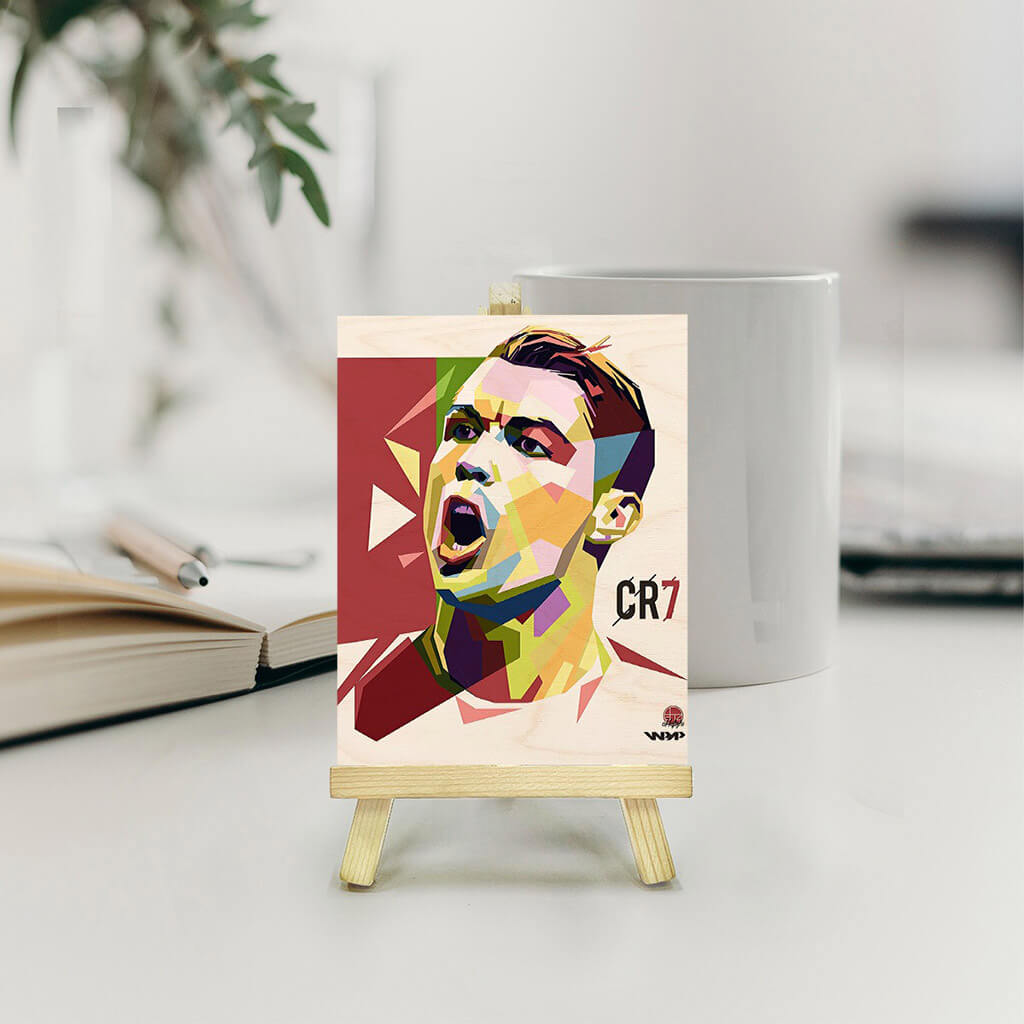 Ronaldo Wooden Print With Easel Stand