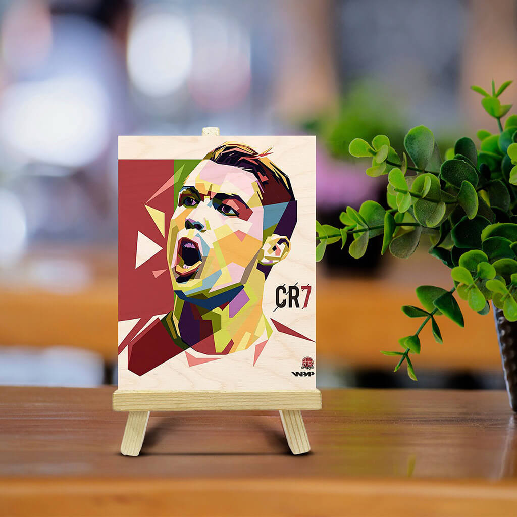 Ronaldo Wooden Print With Easel Stand