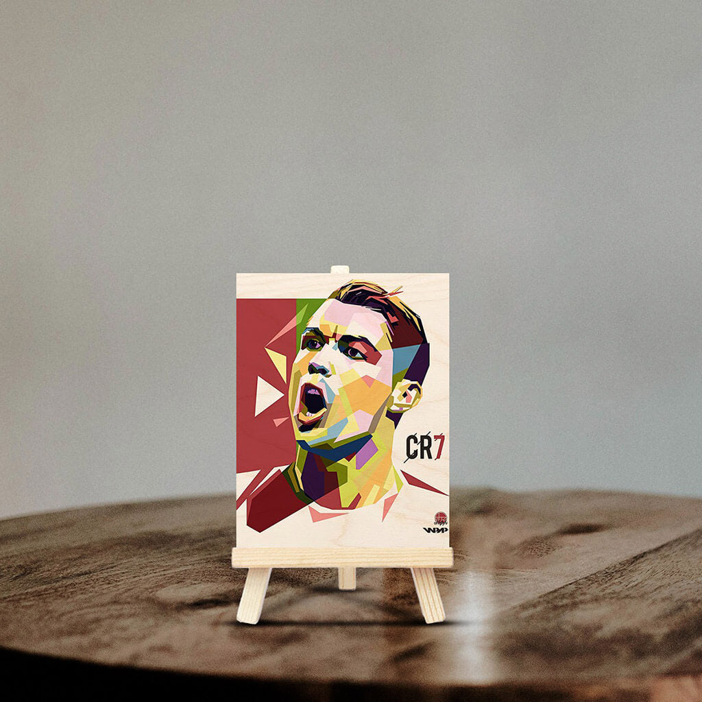 Ronaldo Wooden Print With Easel Stand