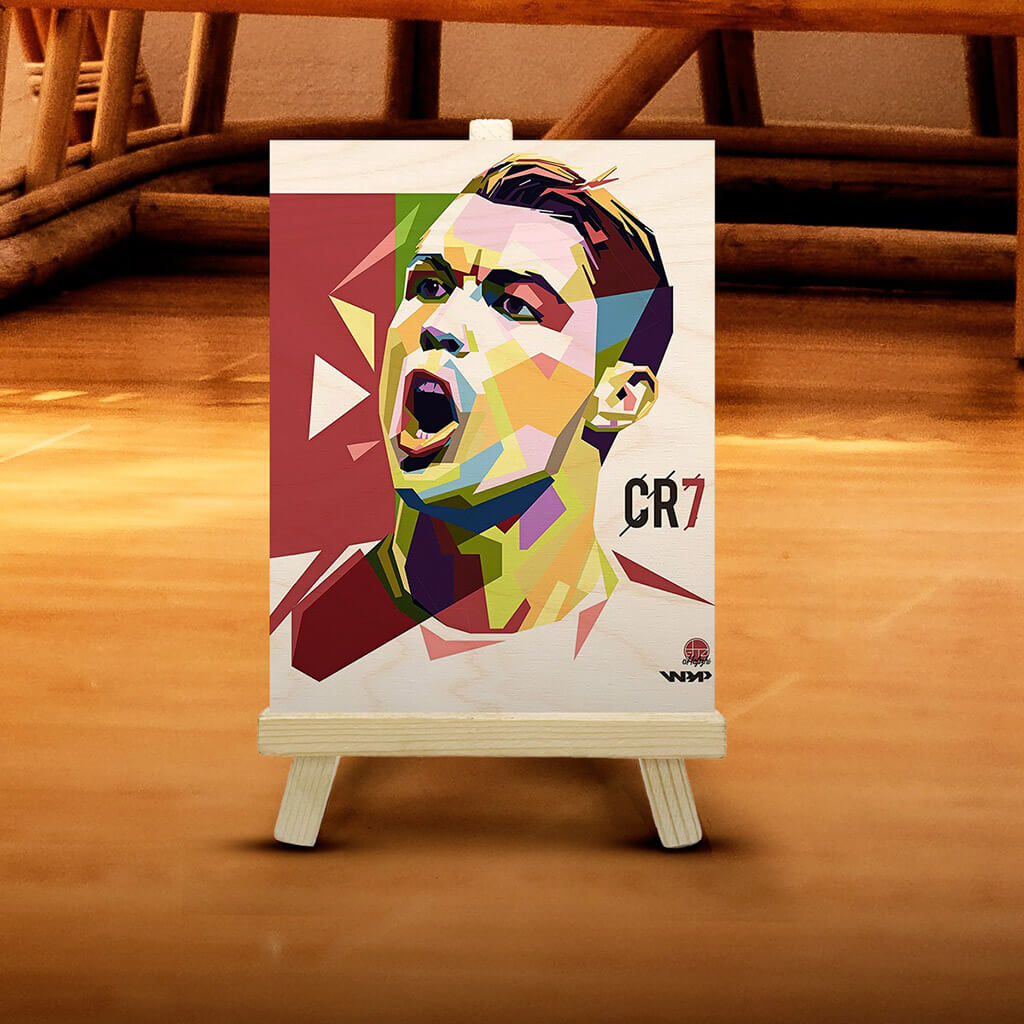 Ronaldo Wooden Print With Easel Stand