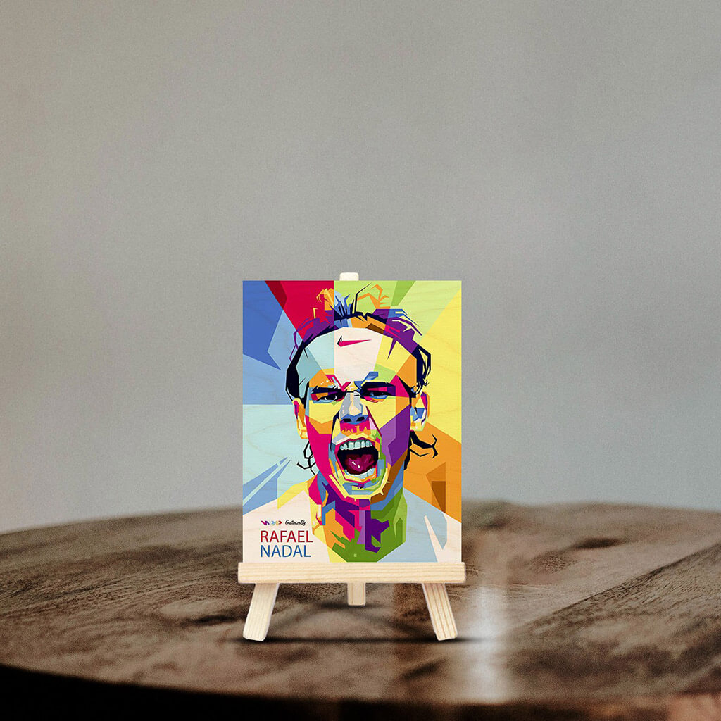 Rafael Nadal Wooden Print With Easel Stand