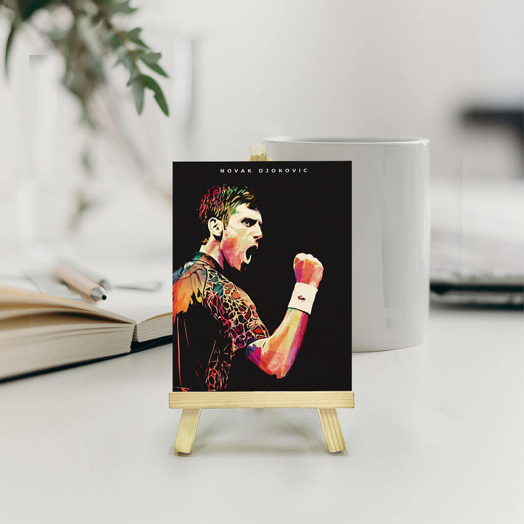 Novak Djokovic Wooden Print With Easel Stand