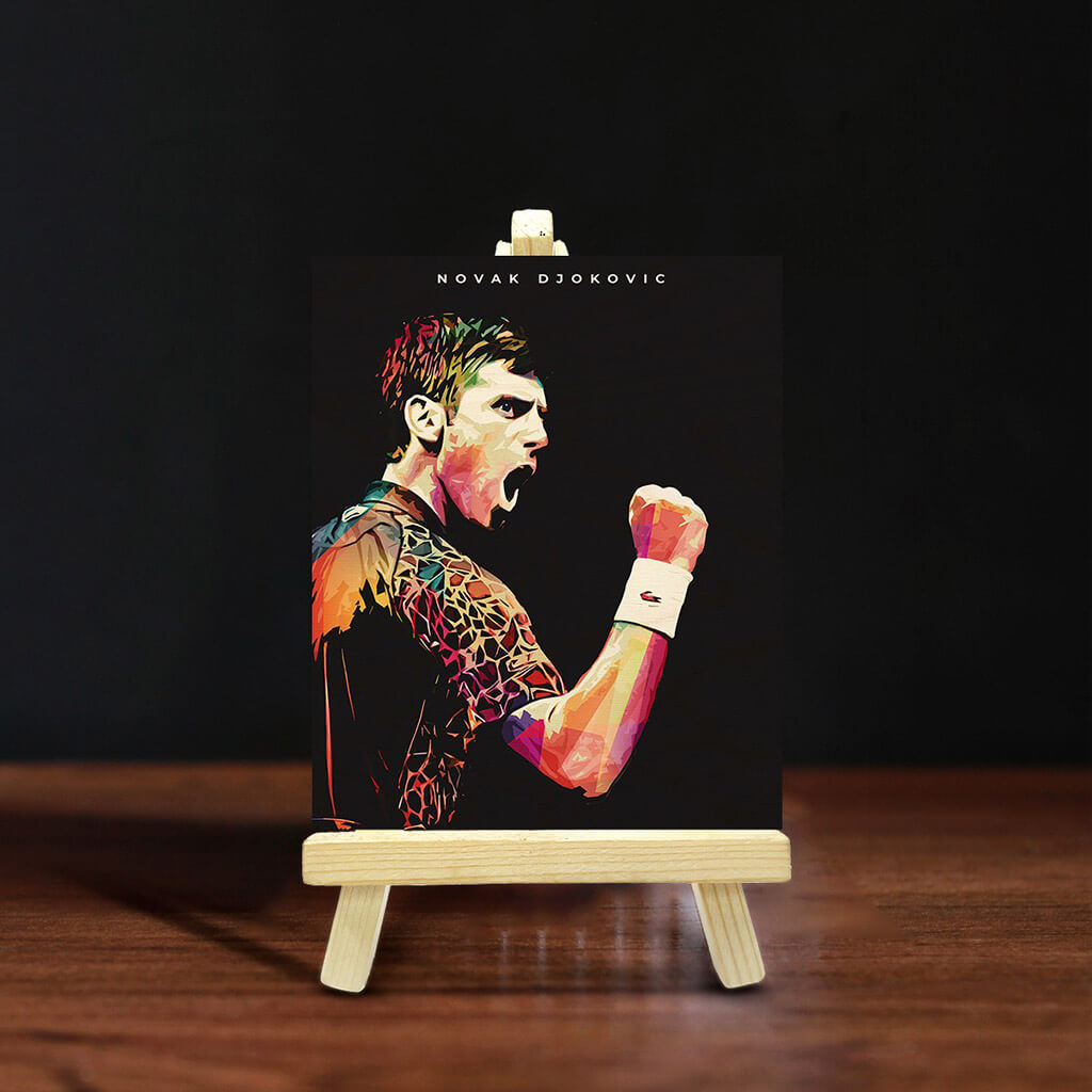 Novak Djokovic Wooden Print With Easel Stand