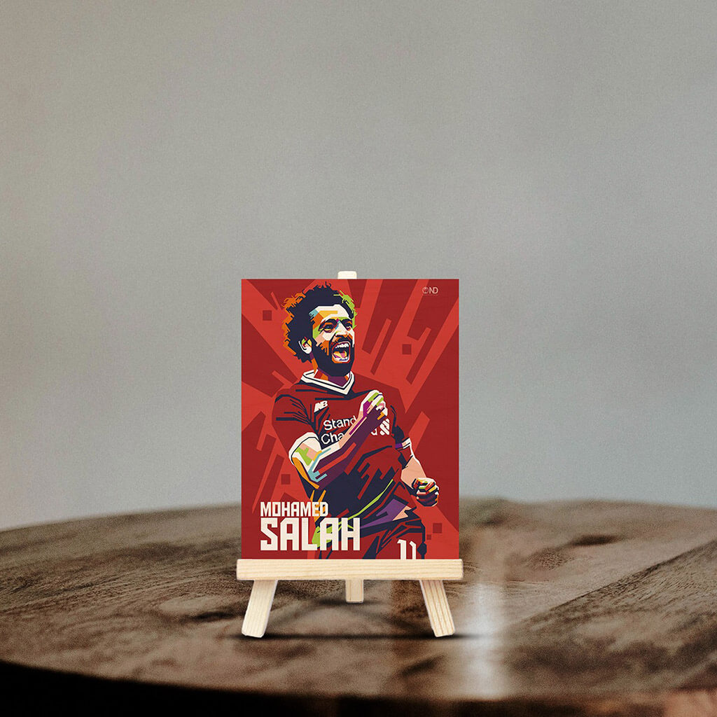 Mohamed Salah Wooden Print With Easel Stand