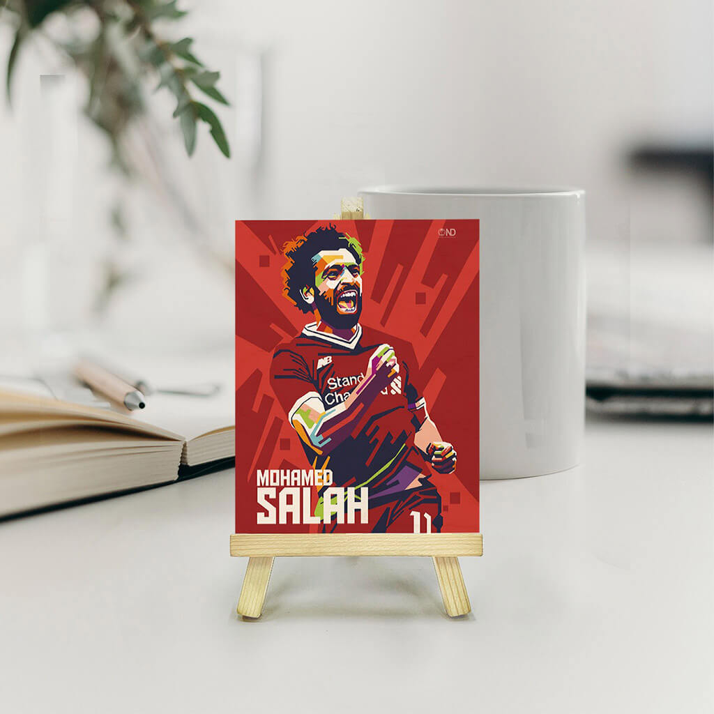 Mohamed Salah Wooden Print With Easel Stand