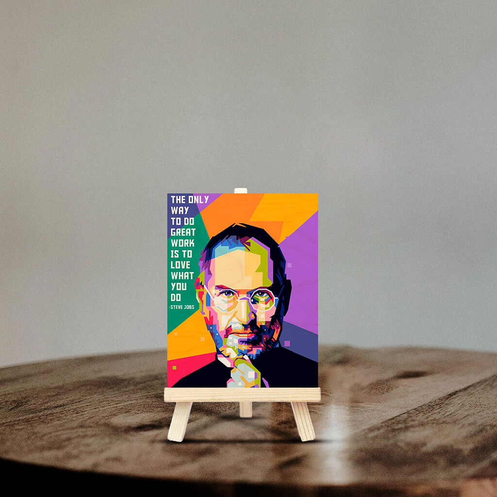 Steve Jobs Wooden Print With Easel Stand