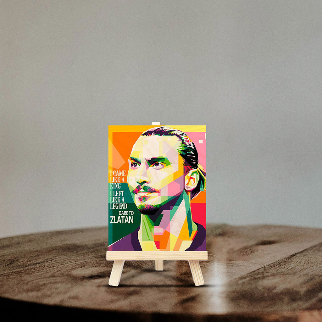 Zlatan Ibrahimović Wooden Print With Easel Stand