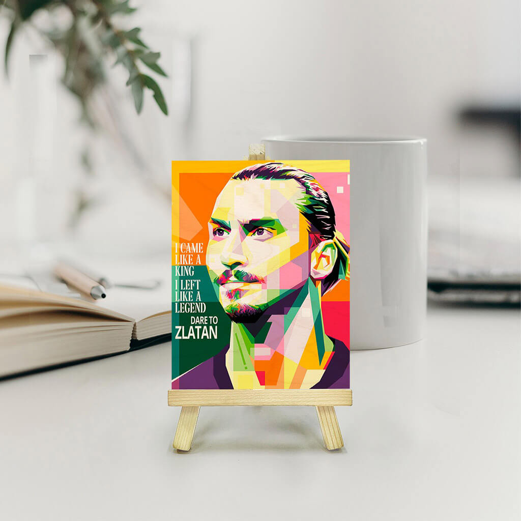 Zlatan Ibrahimović Wooden Print With Easel Stand