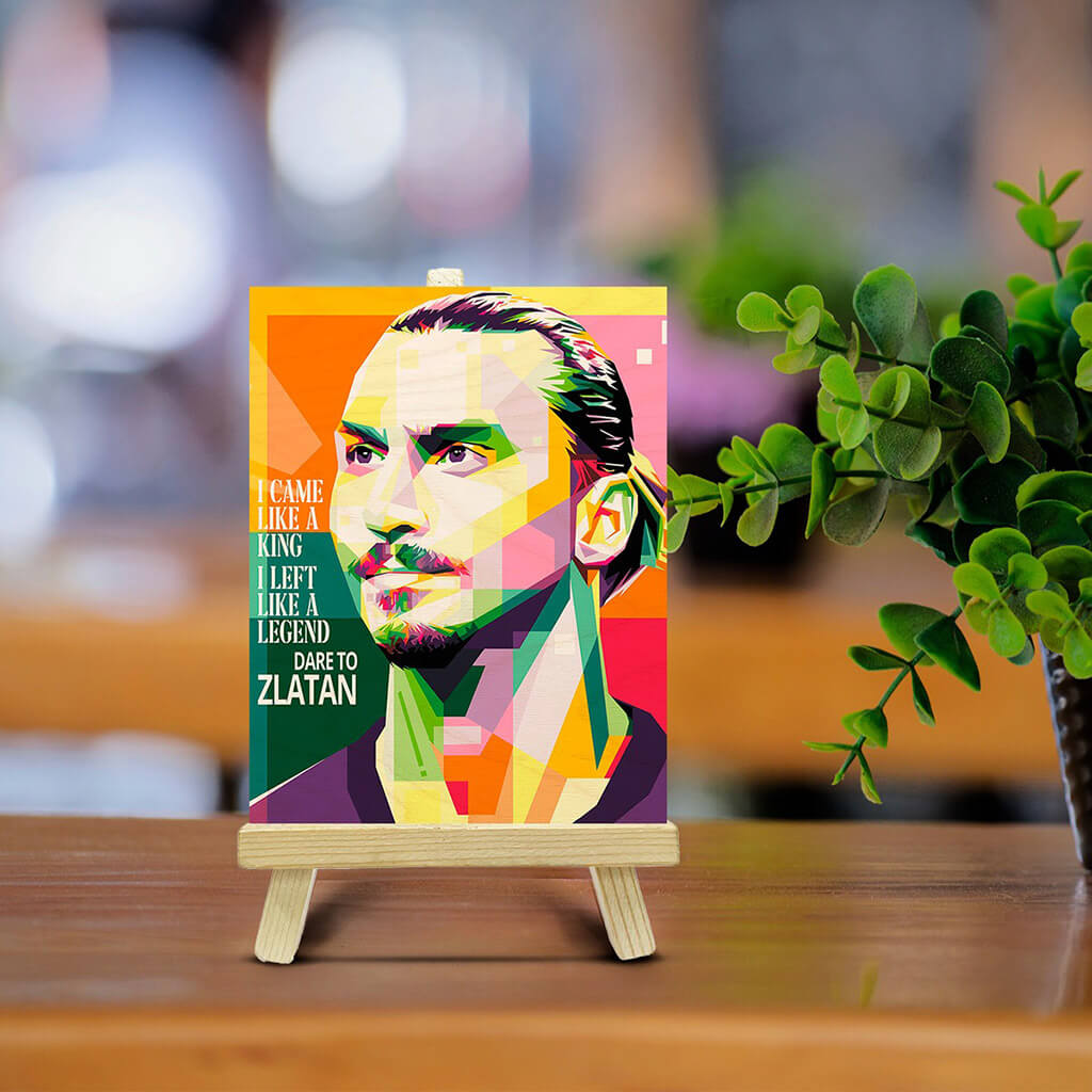 Zlatan Ibrahimović Wooden Print With Easel Stand