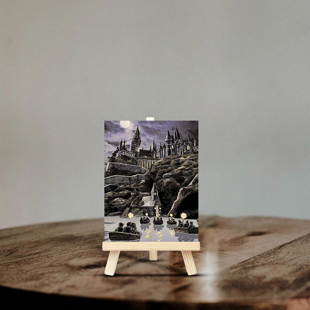 Hogwarts Wooden Print With Easel Stand