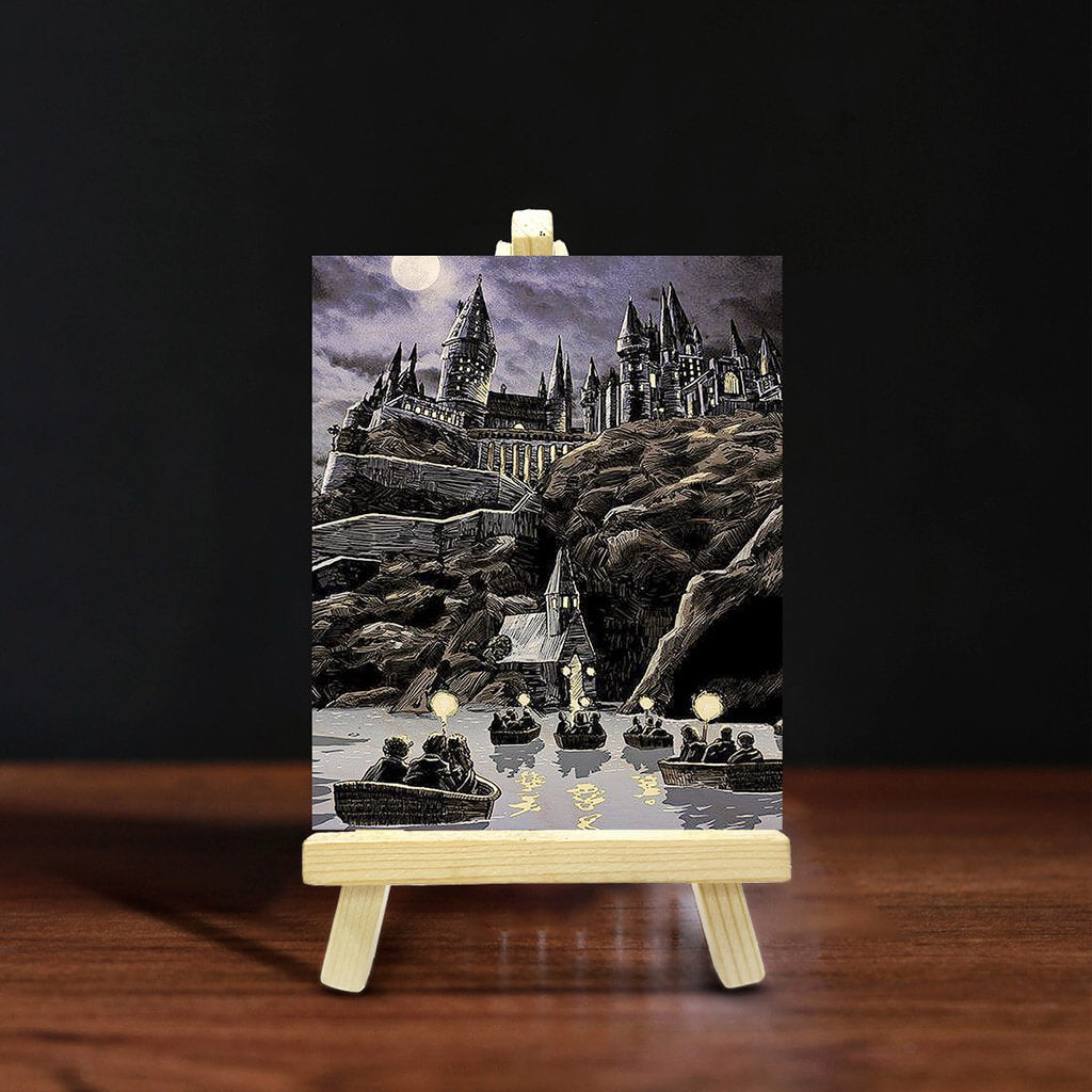 Hogwarts Wooden Print With Easel Stand