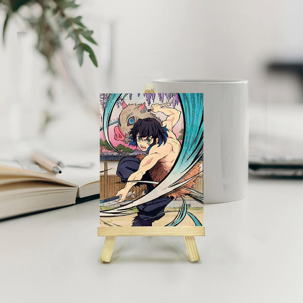 Inosuke Hashibira Wooden Print With Easel Stand