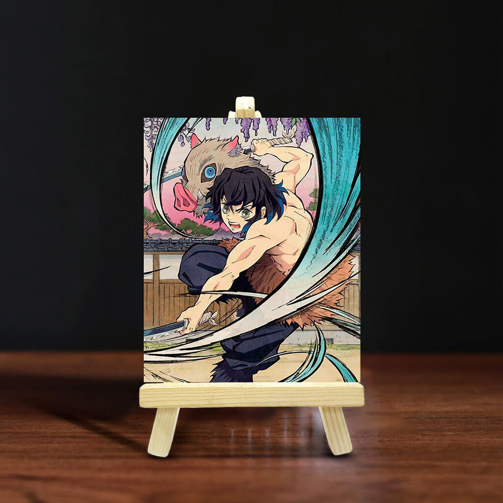 Inosuke Hashibira Wooden Print With Easel Stand