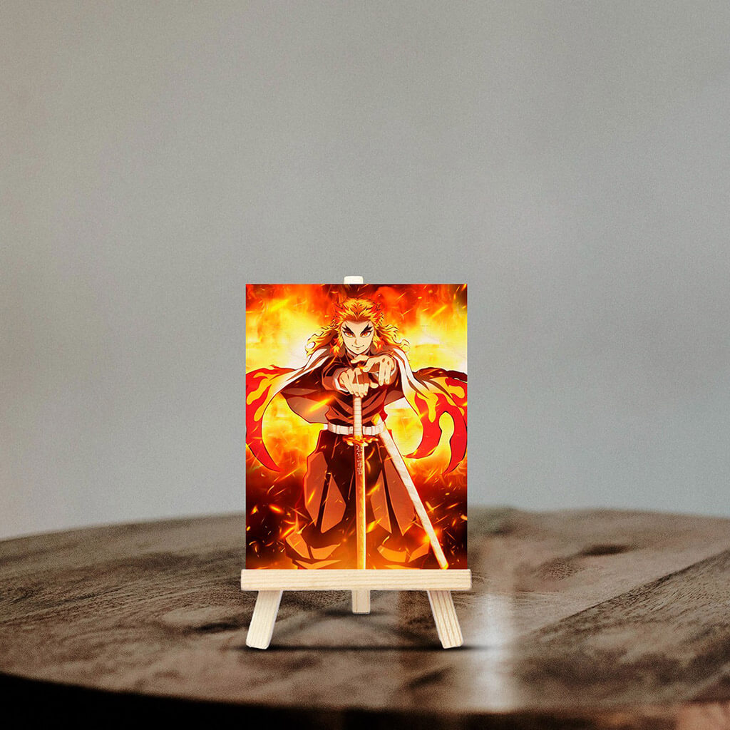 Kyojuro Rengoku Wooden Print With Easel Stand