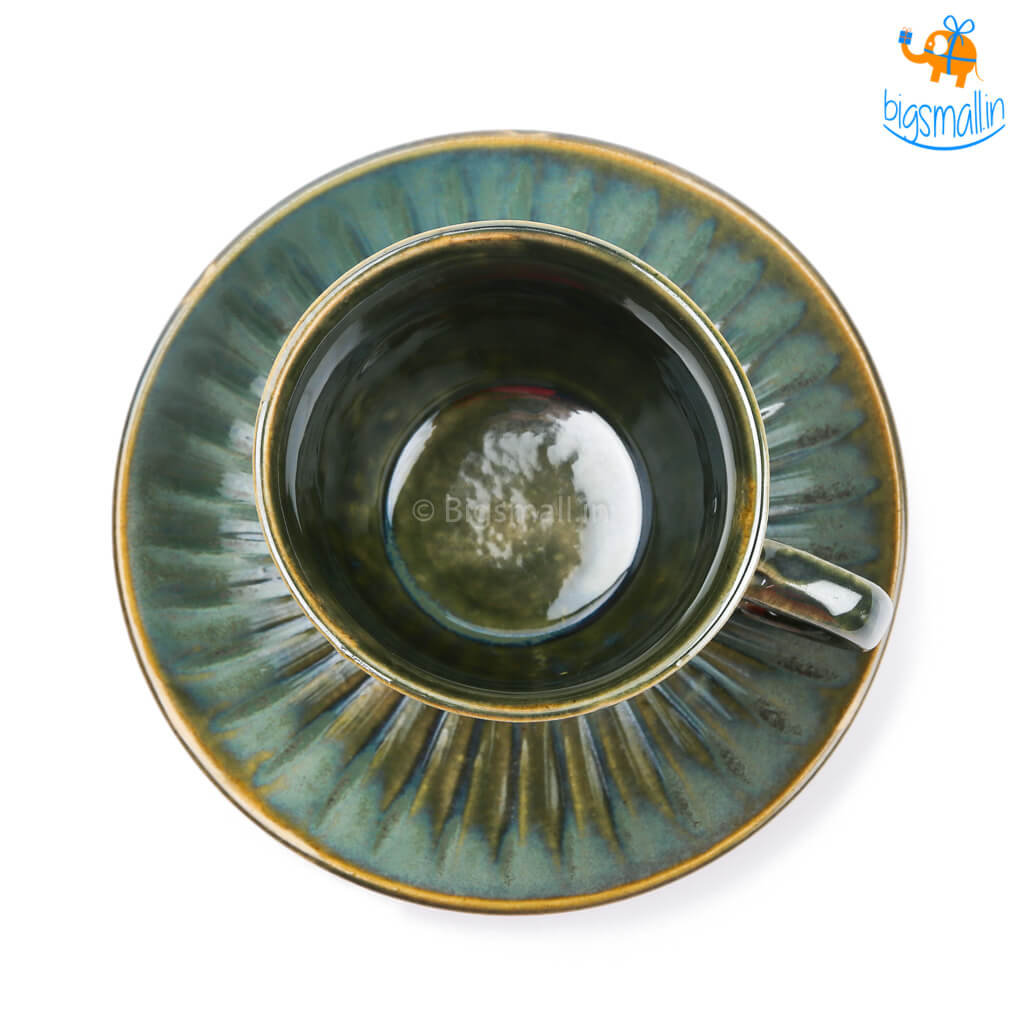 Glazed Ceramic Tea Cup with Saucer
