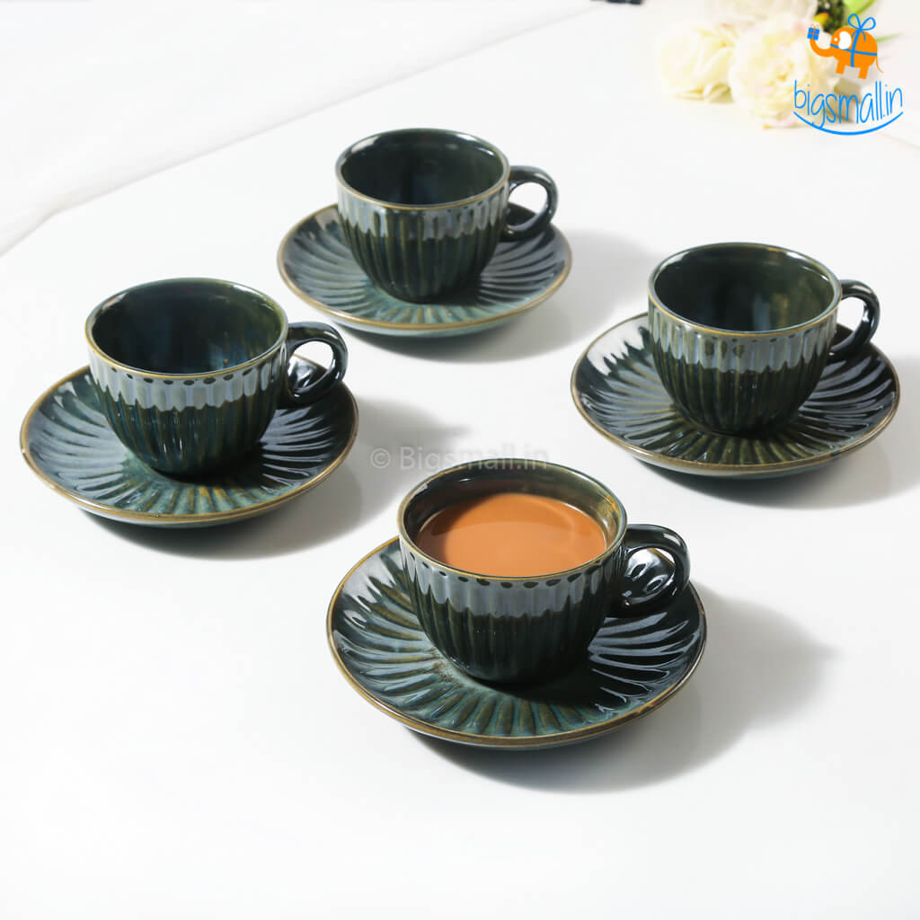 Glazed Ceramic Tea Cup with Saucer