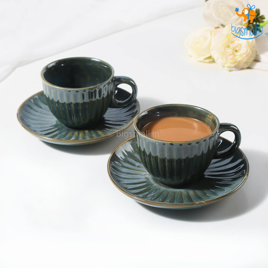 Glazed Ceramic Tea Cup with Saucer