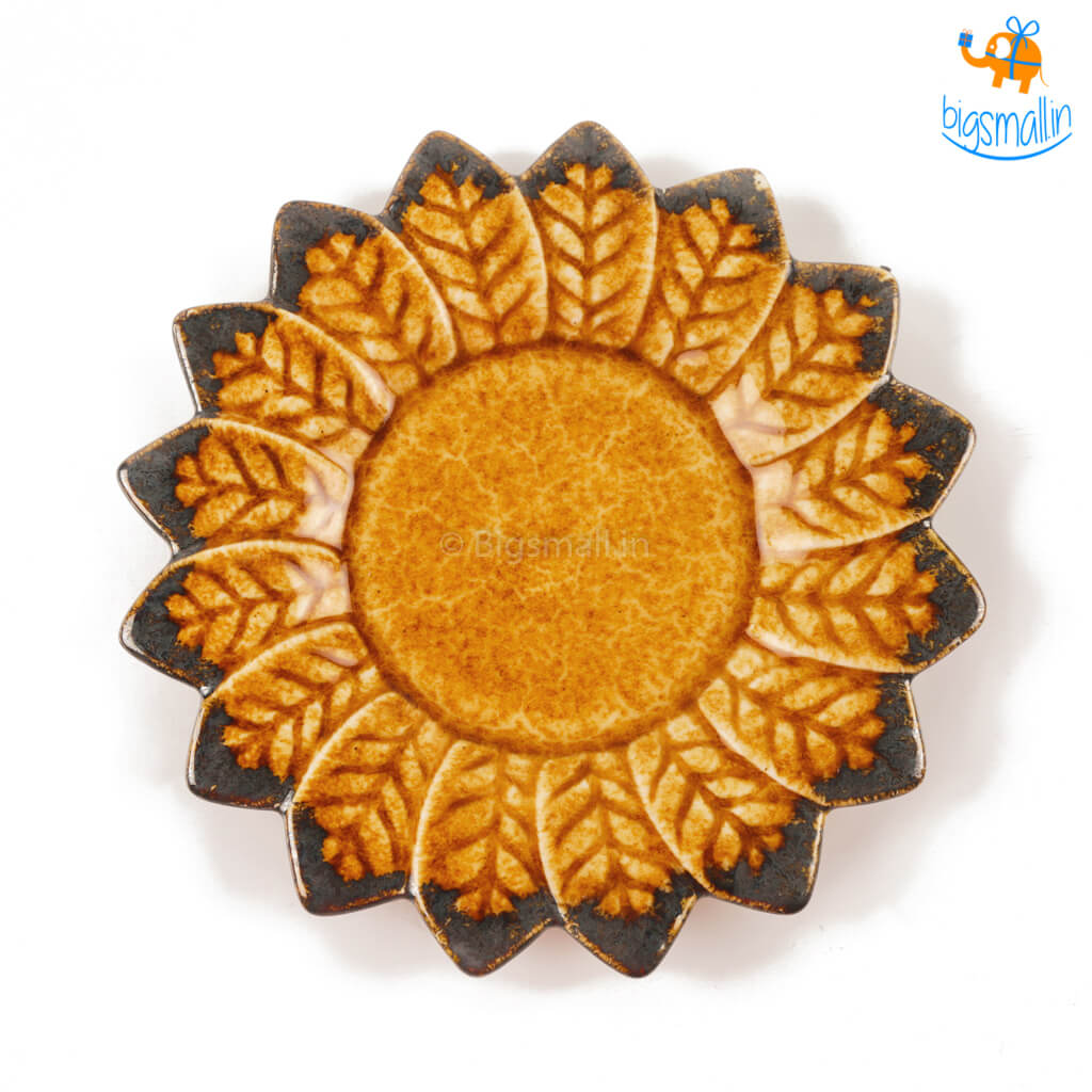 Sunflower Shaped Handmade Ceramic Plate