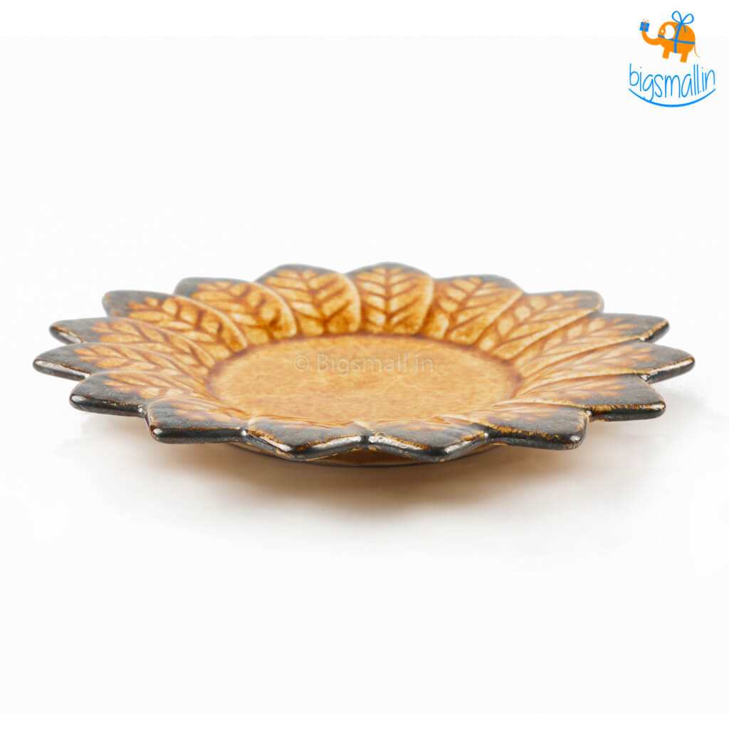 Sunflower Shaped Handmade Ceramic Plate