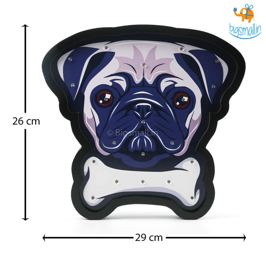 Pug Wooden LED Lamp