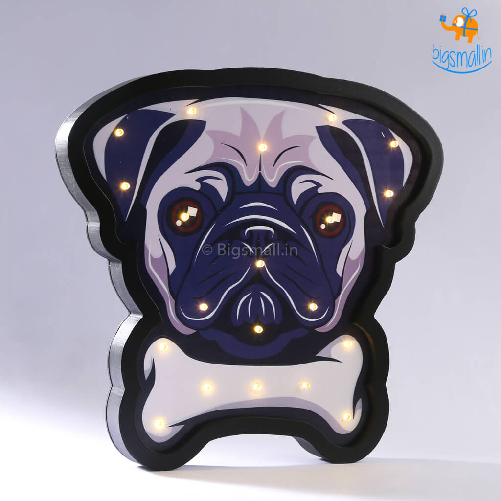 Pug Wooden LED Lamp