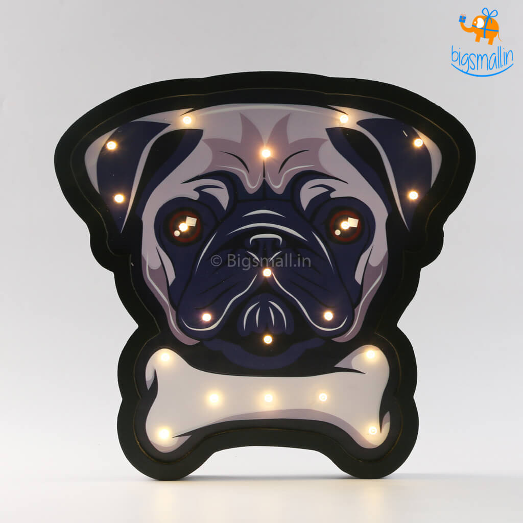 Pug Wooden LED Lamp