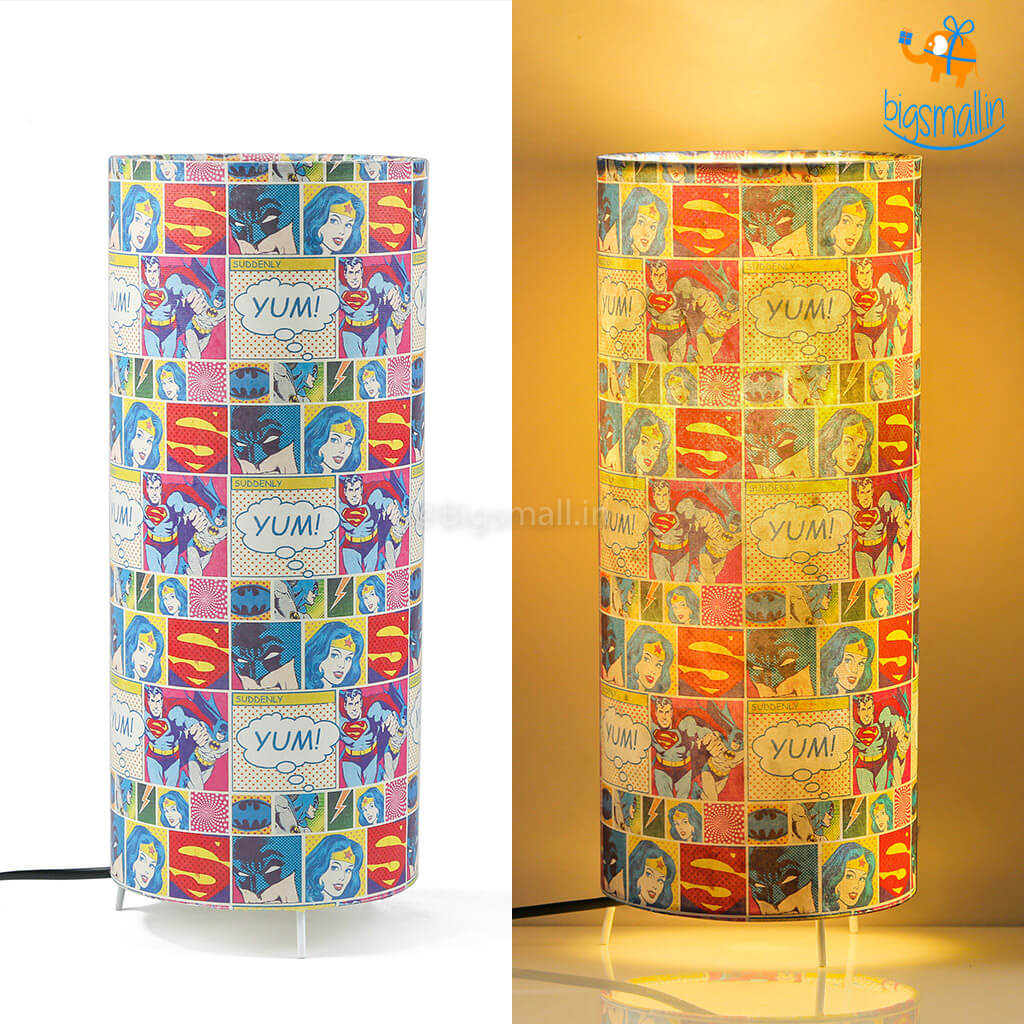 DC Comic Panels Cylindrical Table lamp