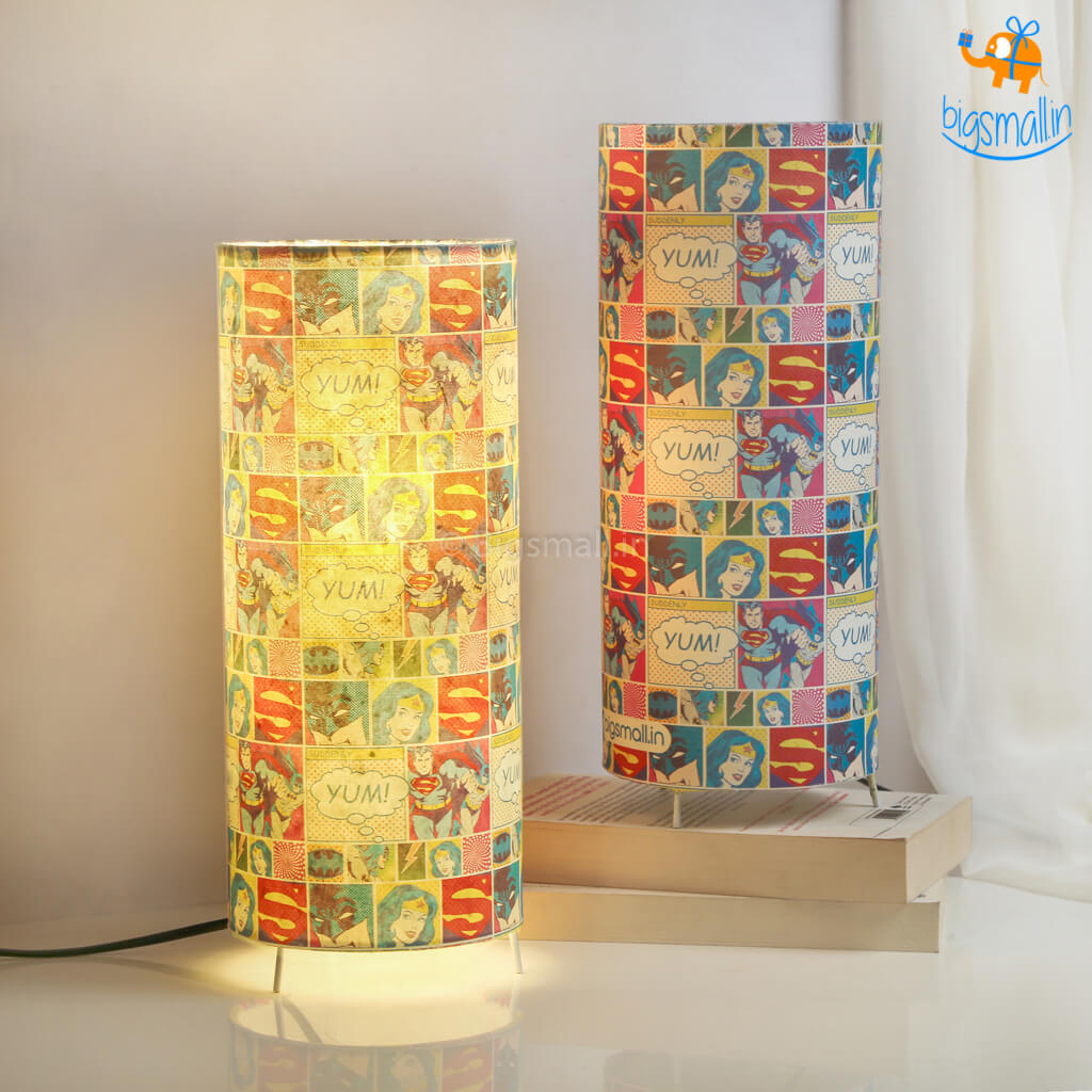 DC Comic Panels Cylindrical Table lamp
