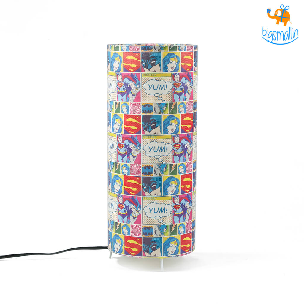 DC Comic Panels Cylindrical Table lamp