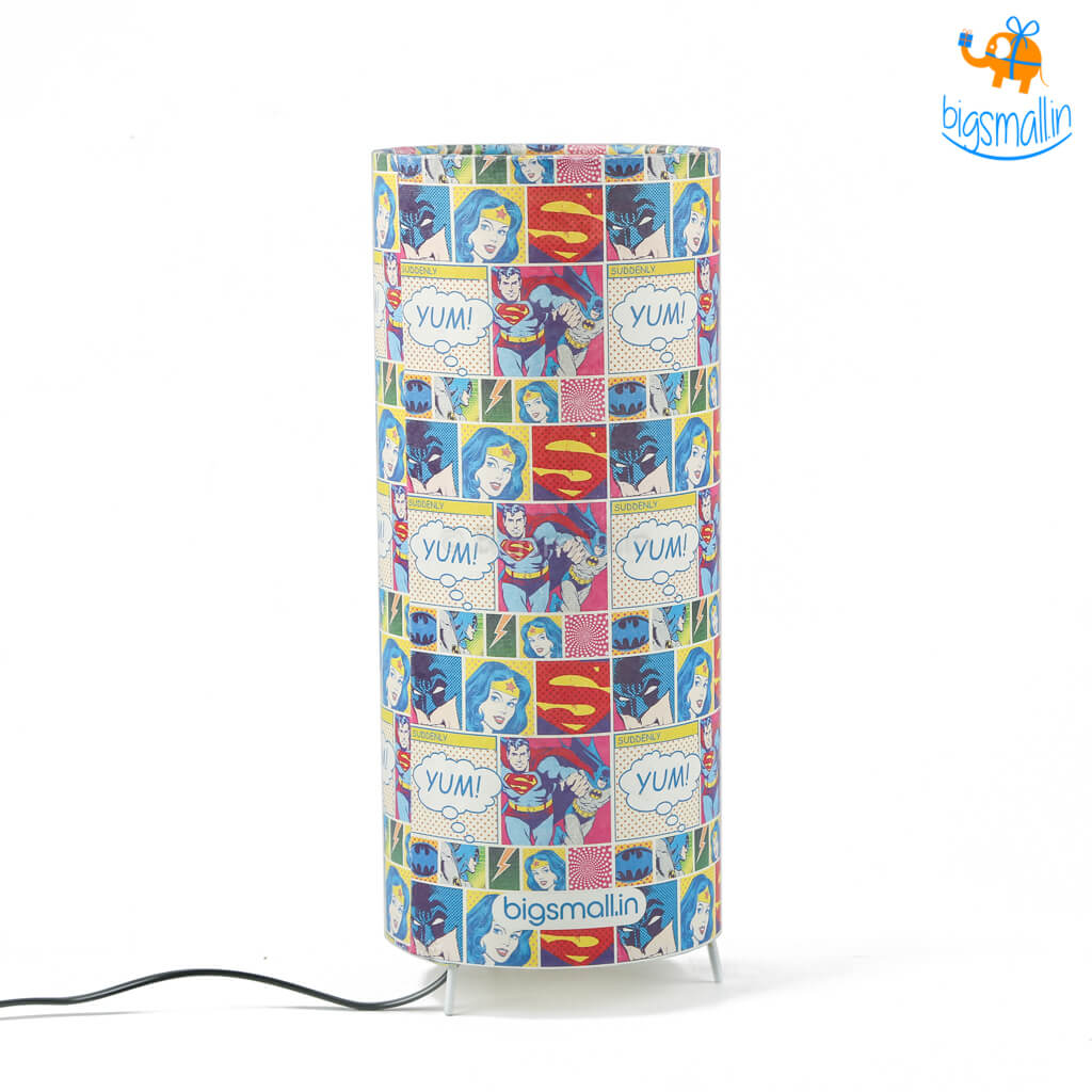 DC Comic Panels Cylindrical Table lamp