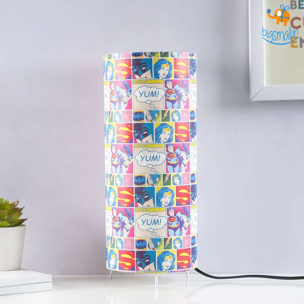 DC Comic Panels Cylindrical Table lamp