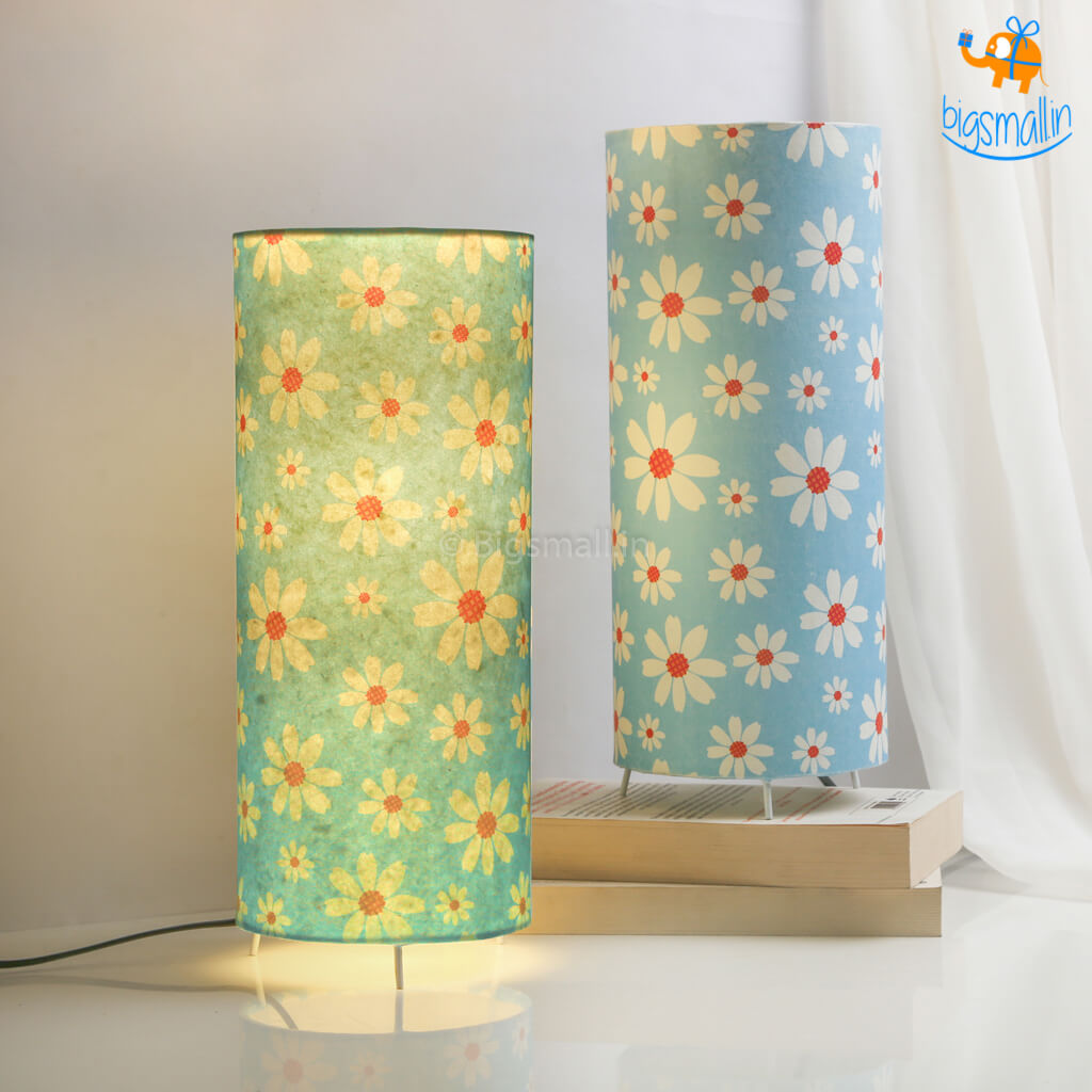 Floral Printed Cylindrical Lamp