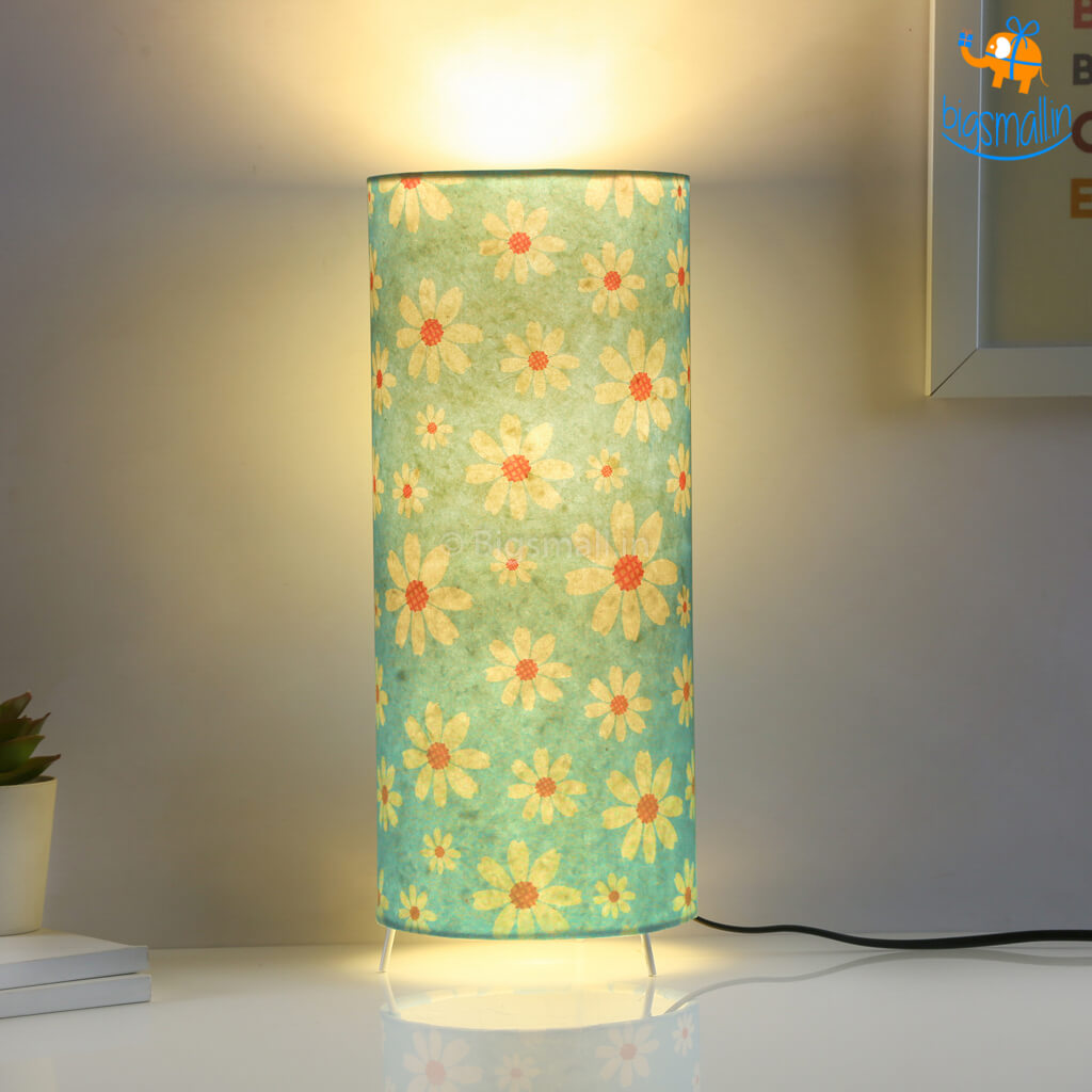 Floral Printed Cylindrical Lamp